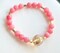 Handcrafted polished Pink Quartz stone crystal bracelets, with vintage look and faceted glass crystal pendant, gold accents product 3
